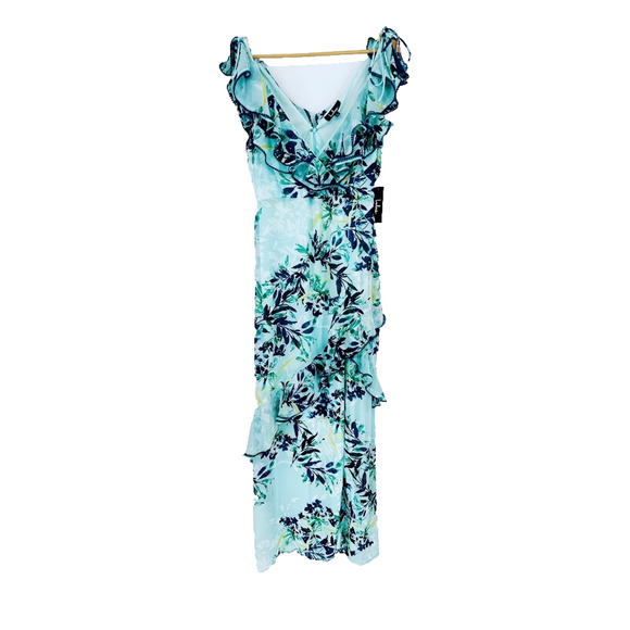 Lulus Sammi Light Blue Floral Print Ruffled Surplice Maxi Dress Size Large NEW - Picture 2 of 12